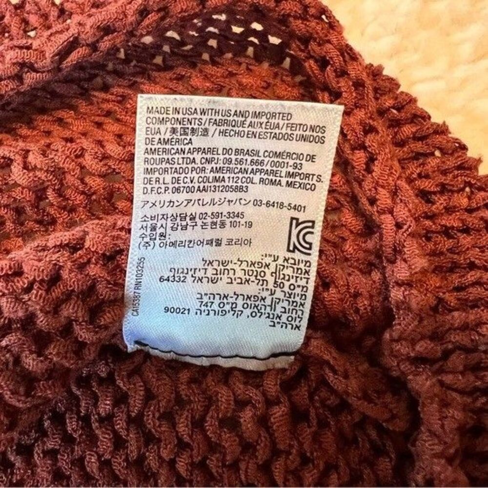 American Apparel Orange Loose Knit Tunic Length Crewneck Casual Sweater sz XS/S - Picture 6 of 7